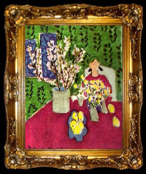 framed  Henri Matisse plommongren mot gron bakgrund, ta009-2